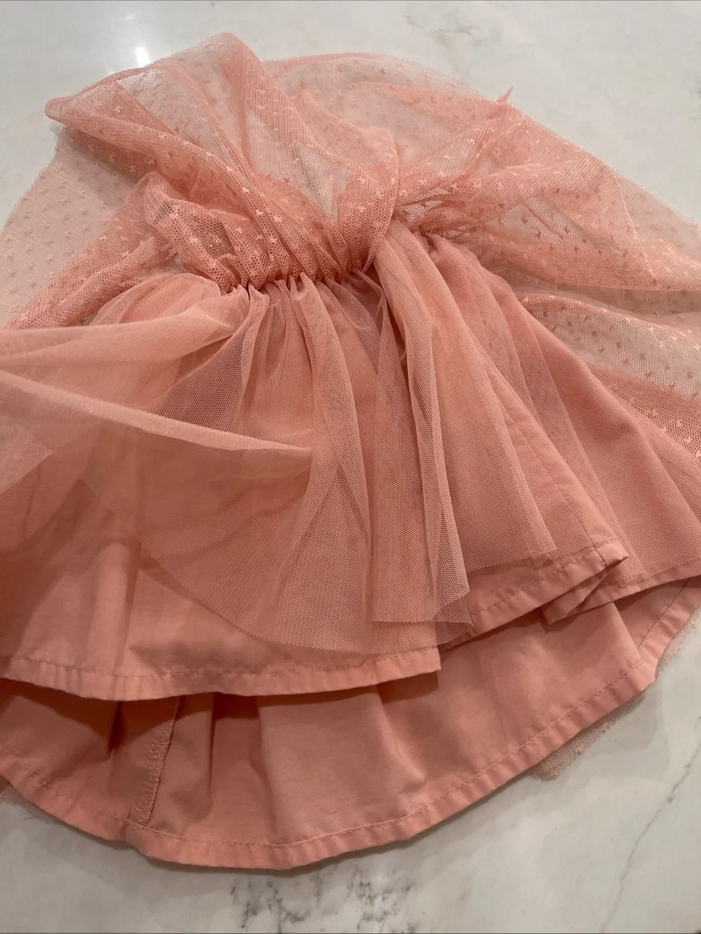 Mayoral Beige Embroidered Sweatshirt with Peach Tulle Skirt Set